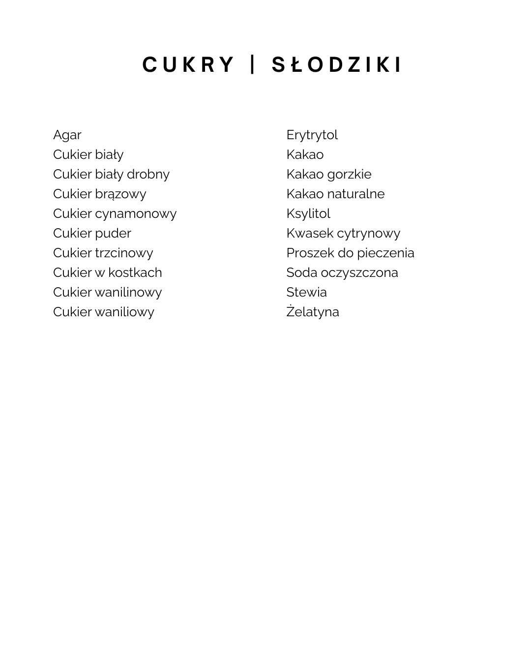 zestaw cukry | słodziki | dodatki do ciast | 20 elementów