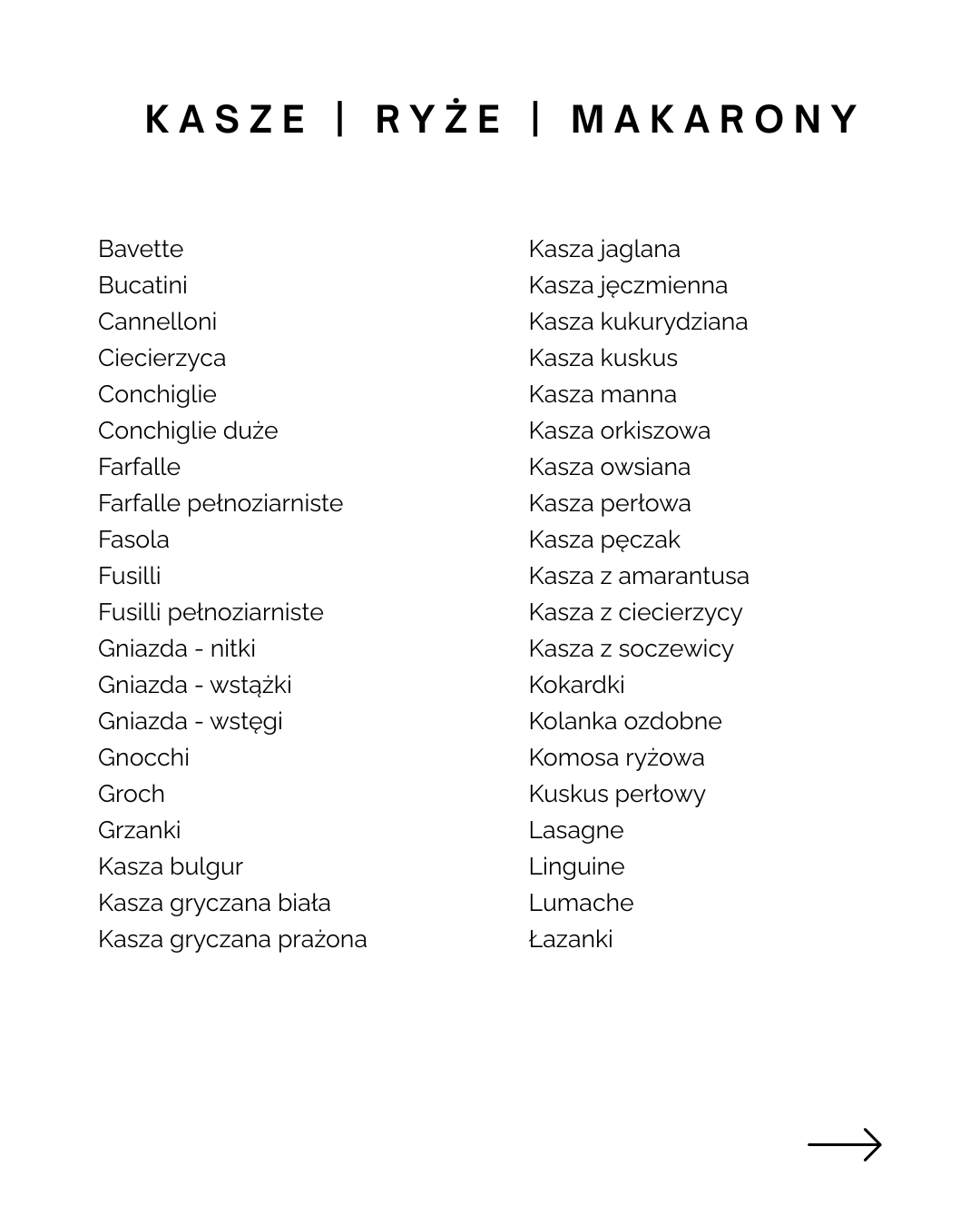 zestaw | makarony kasze ryże | 80 elementów